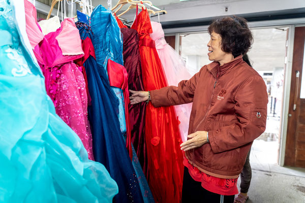Admiring the beauty of the dresses