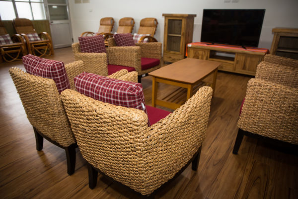 The rattan-weaved furniture makes the locals feel at home